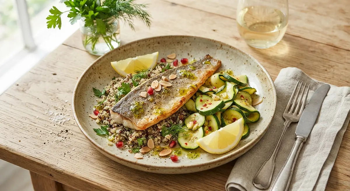 Trout Fillet Zucchini Quinoa Lemon
